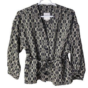 Madewell Geometric Jacquard Tie Waist Jacket Button Up Pattern Coat Women's XL